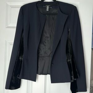 DKNY Midnight Blue Wool with Black Velvet Panels